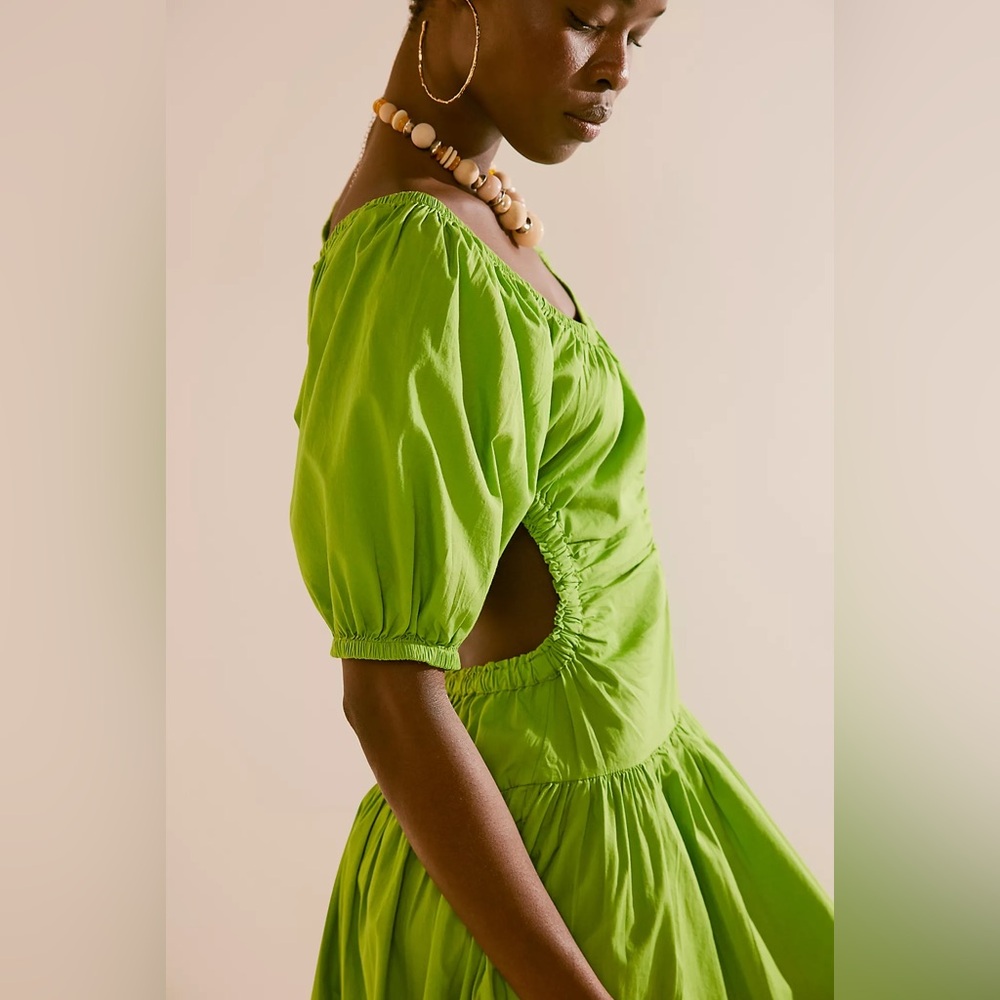 Free People Moonlight Midi Dress in Parrot Green